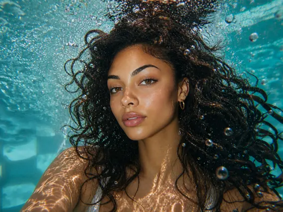 Portrait in water with a different face
